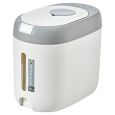 日式一鍵自動彈蓋儲米桶 10kg, 灰色/白色 - 防潮密封米箱, 灰色 白色, 1個