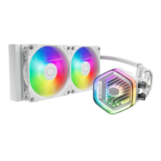 COOLER MASTER 酷碼 MasterLiquid 240 Atmos CPU散熱器 白色, 360度全方位冷卻, 靜音運行設計, 1個
