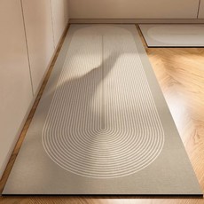 德利生活 日式條紋廚房珪藻泥吸水地墊 60 x 40cm 隨圓 - 超強吸水、防滑、易清潔