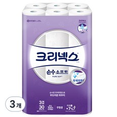 크리넥스 순수 소프트 고급롤화장지, 30m, 30개입, 3개