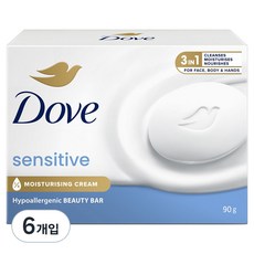 도브 센스티브 뷰티 바 클렌징 비누, 90g, 6개입