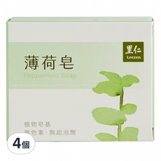 里仁薄荷皂，植物皂基，無色素與起泡劑，100g, 4個