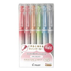PILOT 百樂 FRIXION 螢光魔擦筆 6色組, 筆尾橡膠擦除墨水 字跡隱形, 錯字消失無痕 書寫更完美, 不產生毛屑 保持整潔, 1組
