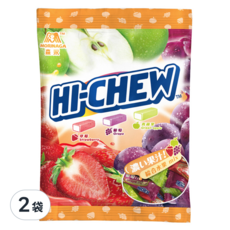MORINAGA 森永 HI-CHEW 嗨啾 綜合水果軟糖, Q彈嚼感, 果汁濃郁, 獨立小包裝, 90g, 2袋