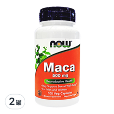 NOW Foods MACA瑪卡膠囊 500mg 100粒，專為男性設計, 100顆, 0.6g, 2罐