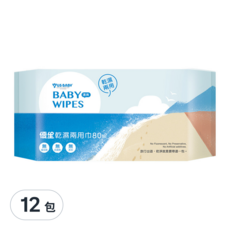 US baby 優生 乾濕兩用巾 清爽型 80抽, 80張, 12包