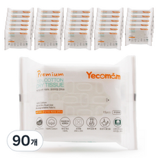 예꼬맘 신생아 시그니처 순면 건티슈 60gsm, 15개입, 90개
