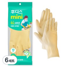 오런 후디스 고무장갑 미니 10P, 아이보리, 6세트, 중(M)