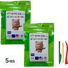 이야코 만지락 소프트 유토 300g x 2p + 주걱칼 3종 세트, 5세트, 혼합색상