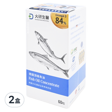 大研生醫 德國頂級魚油軟膠囊, 84% Omega-3脂肪酸, 60粒, 60顆, 800mg, 2盒