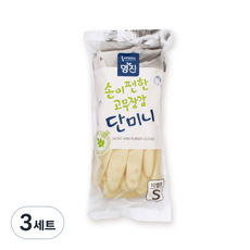 명진 단미니 고무장갑 10켤레, 아이보리, 소(S), 3개