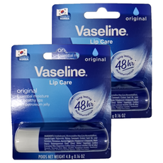 Vaseline 凡士林 護唇膏 經典原味 提供高效潤澤 持久保濕 修護唇部 恢復柔嫩光澤 重現唇部自然光澤, 4.8g, 2支