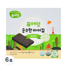 Pure Eat 銳寶 幼兒海苔 10入, 15g, 韓國產, 6盒