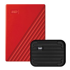 WD My Passport 휴대용 외장하드 + 파우치, 1TB, 레드