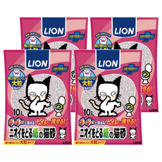 LION 獅王 貓用紙砂 凝固型 10L 大粒 貓砂, 無香料, 4包