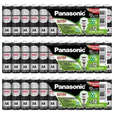 Panasonic 錳乾電池 3號 黑色, 12顆, 3組