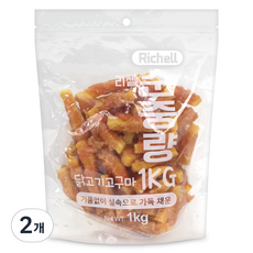 리첼 순중량 강아지간식, 닭고기고구마, 1kg, 2개 - 반려견간식