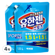 유한젠 표백제 리필 액체형 스포츠, 1.5L, 4개