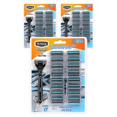 Schick 舒適牌 Quattro 4鈦製刮鬍刀 1入+替換刀片 17入組, 3組