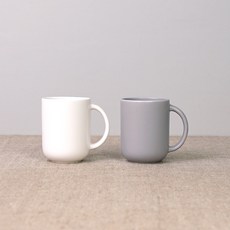 보울보울 레트로라인 핸들머그 360ml, 밀크화이트+애쉬그레이, 2개 밀크화이트+애쉬그레이, 2개