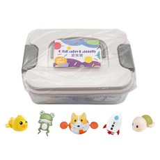 OhBabyLaugh 洗澡發條戲水玩具B組 Set, 含黃色小鴨, 綠色青蛙, 火箭, 橘色柯基, 綠色烏龜 附收納盒, B組, 1組