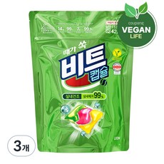 비트 실내건조 캡슐세제 그린플로럴향, 42개입, 3개