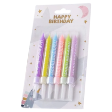 HB 印字蠟燭套裝, 生日快樂, 蠟燭長度約10cm, 馬卡龍, 1組