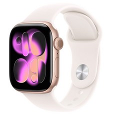 Apple 2025 Apple Watch S11 鋁金屬, 42mm, 玫瑰金色 + M/L淡胭粉色運動型錶帶, GPS + 行動網路