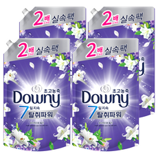 다우니 초고농축 7일 탈취파워 섬유유연제 화이트티와 릴리 리필, 1.6L, 4개