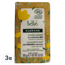 KLORANE 蔻蘿蘭 寶寶金盞花柔潤皂, 有機金盞花, 100g, 3個