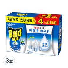 雷達 薄型液體電蚊香補充瓶4入超值組, 有效除蚊 安心保護 無香精 無染料, 41ml, 12瓶