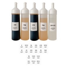 살림공간 소스통 화이트 + 라벨 18종, 500ml, 5개