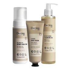 Derma Eco蘆薈保濕禮盒組 (護手霜+私密慕斯+潔顏) 溫和保濕 呵護敏感肌, 1組