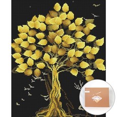 아트조이 DIY 보석 십자수 캔버스형 50 x 40 cm, 황금 재물 나무, 1개