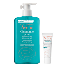 Avene 雅漾 控油清爽潔膚凝膠400ml + 毛孔隱形精華 5ml 套裝, 適合油性/瑕疵肌膚, 1組