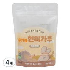 퍼기 유아용 유기농 현미가루 가루입자 초기, 200g, 4개