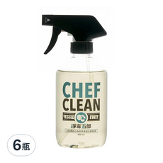 CHEF CLEAN 淨毒五郎 蔬果清潔劑噴頭罐, EcoCert認證, 植物來源, 溫和清潔, 節省用量, 400ml, 6瓶