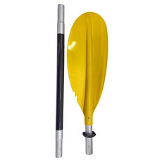 JiNDO SUP 單雙頭兩用船槳, 鋁合金4節獨木舟槳, 輕量強韌 220cm, 黃色槳葉