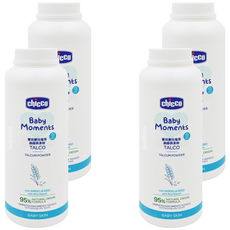 Chicco 寶貝嬰兒植萃細緻爽身粉, 95%天然成分來源, 含稻米澱粉, 150g, 4瓶