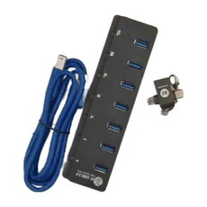 KTnet 廣鐸 H5 7埠USB3.0 + TYPEC 集線器, 高速傳輸, 獨立開關, 黑色, 1條
