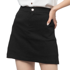 CARET 女款素色彈性褲裙, 內部縫製褲子設計, 安心活動, L, 黑色
