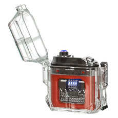 Ad-Forest 野外求生必備 機械結構電弧脈衝打火機, USB充電, 雙電弧火焰, LED藍光電量顯示, 紅色, 55g, 1個