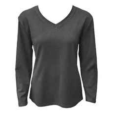 Partner dear 羊絨女V領厚保暖衣 - 柔軟舒適，快速暖身，恆溫保暖, L~XL(65~75kg), 黑色