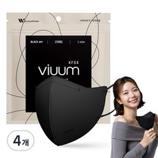 viuum 푸름웰니스 라이트핏 새부리형 마스크 대형 KF94, 25개입, 4개, 블랙 25개입, 4개, 블랙