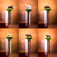 QUALy Hot Party Animal 草原派對 果叉組 70 x 20 x 10mm 6個, 混合色, 1組