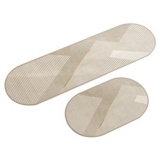 Mega 廚房日式侘寂風防油PVC皮革地墊 Set 2, 輕鬆打理, 雙面防滑設計, 自由剪裁, 大 50 x 150cm + 小 40 x60cm, 橢圓素寂, 1組