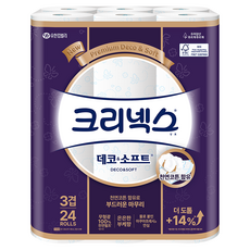 크리넥스 데코앤소프트 천연펄프 3겹 고급롤화장지, 28m, 24개입, 1개