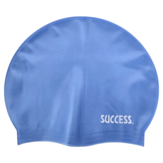 SUCCESS 成功 超彈性矽膠泳帽 成人款, 100%全矽膠材質 高彈性 不漏水 白/黑/藍, 藍色, 1個