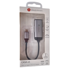 ADAM elements 亞果元素 USB-C 高速乙太網路轉接器 CASA e1, 鋁製設計, 隨插即用, 灰色, 1個
