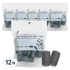 멜린 올인원 요술 스틸울 클린 세제 수세미 50g 6p, 12개